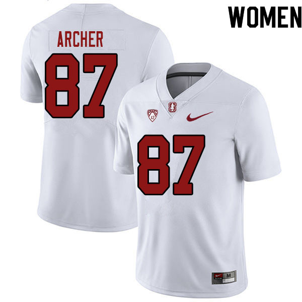 Women #87 Bradley Archer Stanford Cardinal College Football Jerseys Sale-White - Click Image to Close